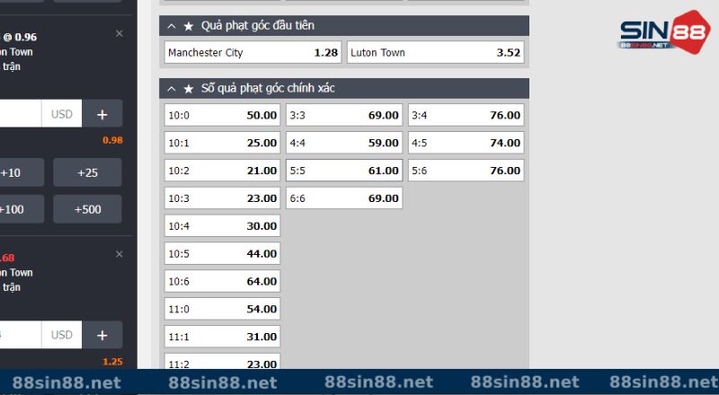 Một số loại hình kèo phạt góc tại nhà cái Sin88 Một số loại hình kèo phạt góc tại nhà cái Sin88